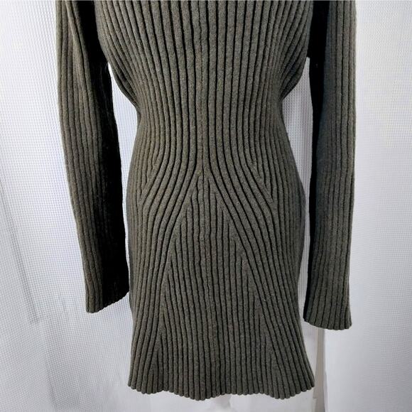 H&M! PLUSH, SNUGGLY KHAKI GREEN KNIT, MIDI LENGTH, SWEATER DRESS! SZ XL - Picture 9 of 13